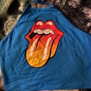 Blue halter crop top